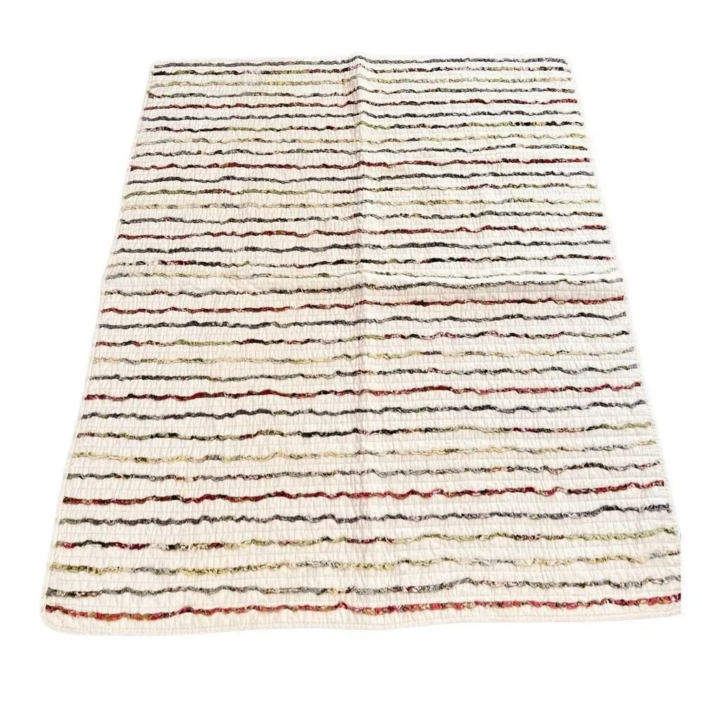 Bella Ruffle Multi Quilted Cotton Throw 100% Cotton